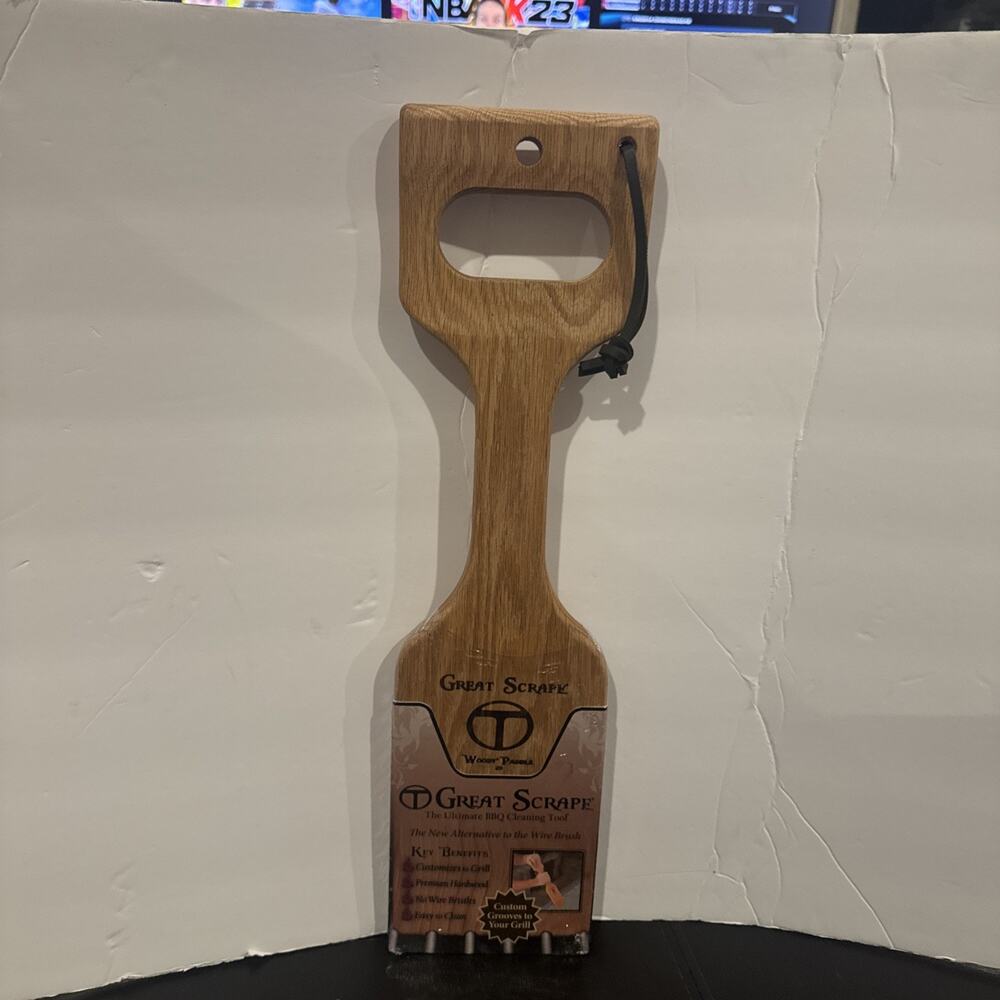 Great Scrape Woody Paddle Z9 Wooden BBQ Grill Cleaning Scraper Tool Hardwood